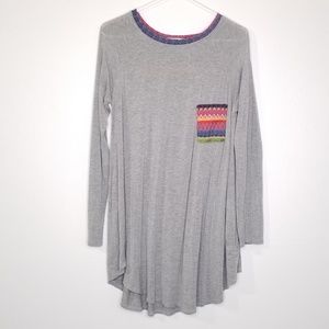 Bellamie Gray Tunic with Multicolor Accents
